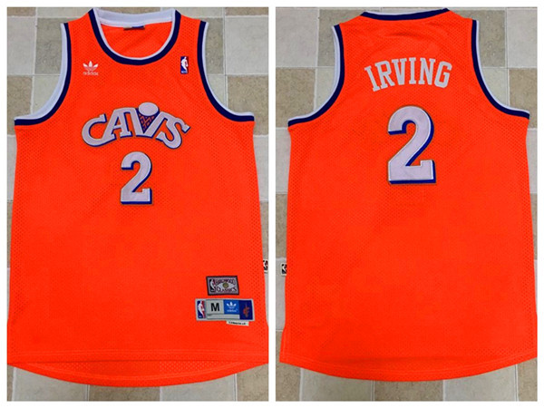 2017 NBA Cleveland Cavaliers #2 Kyrie Irving Orange Throwback Jerseys